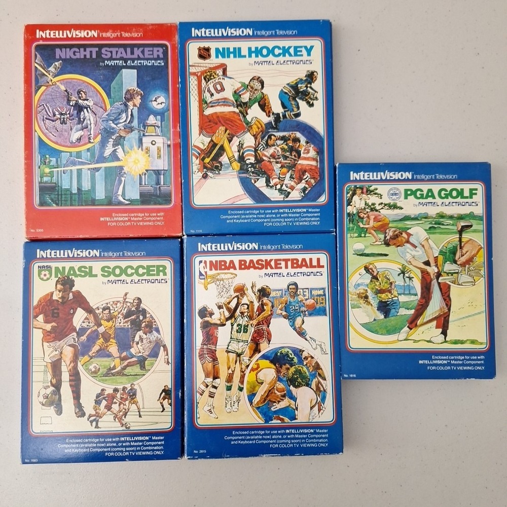 Lot of 5 Intellivision Games w/ Manuals & Controller Cover Overlays *SEE DESCRIP